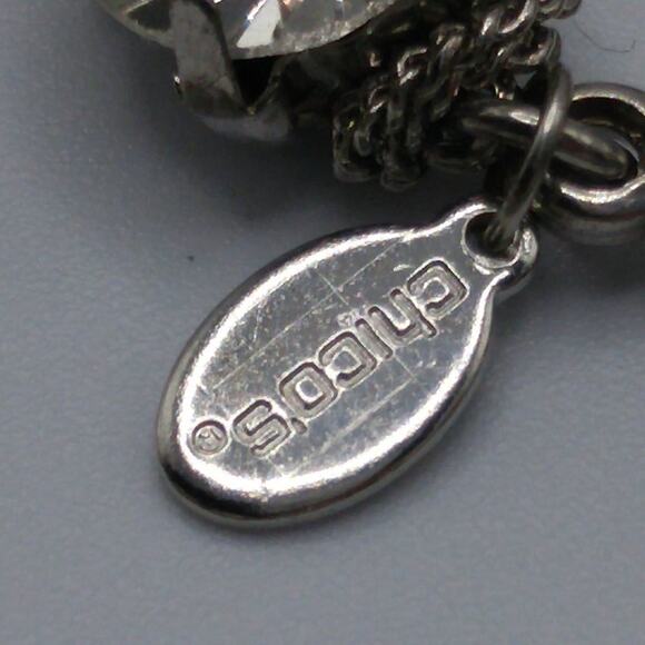 Chico’s Clear Rhinestone Necklace Silver Tone 24" Large Prong Set Stones - Picture 10 of 11